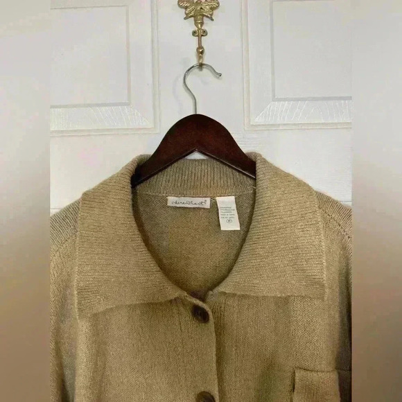 Shacket chunky knit cardigan size medium tan brown - Picture 2 of 5